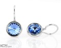 Jasno niebieskie kolczyki haczyki oczko, srebro 925, kryształy Swarovski®