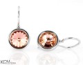 Jasne brzoskwiniowe kolczyki haczyki oczko, srebro 925, kryształy Swarovski®