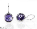 Fioletowe kolczyki haczyki oczko, srebro 925, kryształy Swarovski®