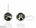 Szaro czarne kolczyki haczyki oczko, srebro 925, kryształy Swarovski®