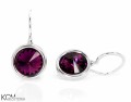 Fioletowe kolczyki haczyki oczko, srebro 925, kryształy Swarovski®
