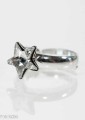 Biały pierścionek gwiazda, regulowany, srebro 925,  kryształ Swarovski®