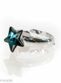 Opalizujący, niebieski pierścionek gwiazda, regulowany, srebro 925,  kryształ Swarovski®