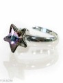 Opalizujący, różowy pierścionek gwiazda, regulowany, srebro 925,  kryształ Swarovski®