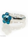 Jasno niebieski pierścionek kwiat, kwiatek, regulowany, srebro 925,  kryształ Swarovski®