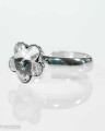 Biały pierścionek kwiat, kwiatek, regulowany, srebro 925,  kryształ Swarovski®