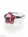 Jasno różowy pierścionek kwiat, kwiatek, regulowany, srebro 925,  kryształ Swarovski®