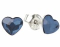 Małe niebieskie kolczyki sztyfty serca, srebro 925, kryształy Swarovski®