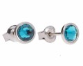 Turkusowe kolczyki sztyfty oczka, srebro 925, kryształy Swarovski®