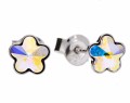 Opalizujące kolczyki sztyfty kwiatki, srebro 925, kryształy Swarovski®  kwiat