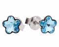 Jasne niebieskie kolczyki sztyfty kwiatki, srebro 925, kryształy Swarovski®  kwiat