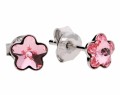 Jasne różowe kolczyki sztyfty kwiatki, srebro 925, kryształy Swarovski®  kwiat