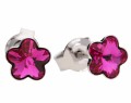 Fuksjowe różowe kolczyki sztyfty kwiatki, srebro 925, kryształy Swarovski®  kwiat
