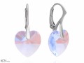 Srebrne kolczyki z błękitnymi wiszącymi sercami Swarovski®