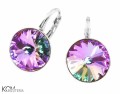 Opalizujące różowe kolczyki angielskie okrągłe, srebro 925, kryształy Swarovski® 1 cm