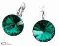 Szmaragdowe kolczyki angielskie okrągłe, srebro 925, kryształy Swarovski® 1 cm