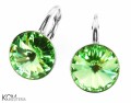Zielone kolczyki angielskie okrągłe, srebro 925, kryształy Swarovski® 1 cm
