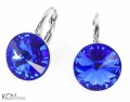 Niebieskie kolczyki angielskie okrągłe, srebro 925, kryształy Swarovski® 1 cm