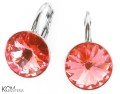 Brzoskwiniowe kolczyki angielskie okrągłe, srebro 925, kryształy Swarovski® 1 cm