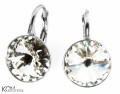 Białe kolczyki angielskie okrągłe, srebro 925, kryształy Swarovski® 1 cm