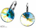 Opalizujące kolczyki angielskie okrągłe, srebro 925, kryształy Swarovski® 1 cm