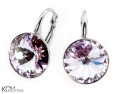 Jasne fioletowe kolczyki angielskie okrągłe, srebro 925, kryształy Swarovski® 1 cm