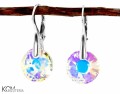 Opalizujące kolczyki z okrągłym kryształem Sun, srebro 925, kryształy Swarovski®