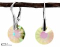Opalizujące zielono fioletowe kolczyki z okrągłym kryształem Sun, srebro 925, kryształy Swarovski®