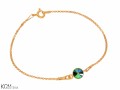 Bransoletka łańcuszek, opalizujący zielony kryształ Swarovski®, pozłacane srebro 925