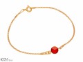 Bransoletka łańcuszek, czerwony kryształ Swarovski®, pozłacane srebro 925