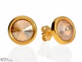 Beżowe okrągłe kolczyki sztyfty, kryształ Swarovski®, pozłacane srebro 925
