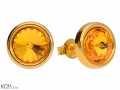 Żółte okrągłe kolczyki sztyfty, kryształ Swarovski®, pozłacane srebro 925