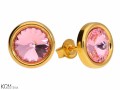 Jasne różowe okrągłe kolczyki sztyfty, kryształ Swarovski®, pozłacane srebro 925