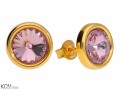Jasne fioletowe okrągłe kolczyki sztyfty, kryształ Swarovski®, pozłacane srebro 925