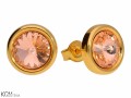 Jasne brzoskwiniowe okrągłe kolczyki sztyfty, kryształ Swarovski®, pozłacane srebro 925