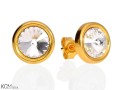 Białe okrągłe kolczyki sztyfty, kryształ Swarovski®, pozłacane srebro 925