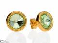 Jasne zielone okrągłe kolczyki sztyfty, kryształ Swarovski®, pozłacane srebro 925