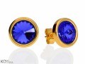 Niebieskie okrągłe kolczyki sztyfty, kryształ Swarovski®, pozłacane srebro 925