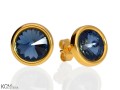 Ciemne niebieskie okrągłe kolczyki sztyfty, kryształ Swarovski®, pozłacane srebro 925