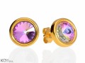 Opalizujące różowe okrągłe kolczyki sztyfty, kryształ Swarovski®, pozłacane srebro 925