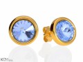 Jasne niebieskie okrągłe kolczyki sztyfty, kryształ Swarovski®, pozłacane srebro 925
