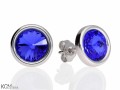 Niebieskie okrągłe kolczyki sztyfty, kryształ Swarovski®, srebro 925
