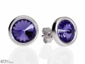 Zimne fioletowe okrągłe kolczyki sztyfty, kryształ Swarovski®, srebro 925