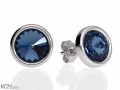 Ciemne niebieskie okrągłe kolczyki sztyfty, kryształ Swarovski®, srebro 925