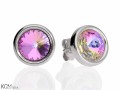 Opalizujące różowe okrągłe kolczyki sztyfty, kryształ Swarovski®, srebro 925