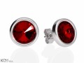 Ciemne czerwone okrągłe kolczyki sztyfty, kryształ Swarovski®, srebro 925