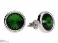 Ciemne zielone okrągłe kolczyki sztyfty, kryształ Swarovski®, srebro 925