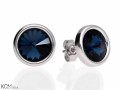 Granatowe okrągłe kolczyki sztyfty, kryształ Swarovski®, srebro 925