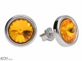 Żółte okrągłe kolczyki sztyfty, kryształ Swarovski®, srebro 925