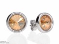 Beżowe okrągłe kolczyki sztyfty, kryształ Swarovski®, srebro 925